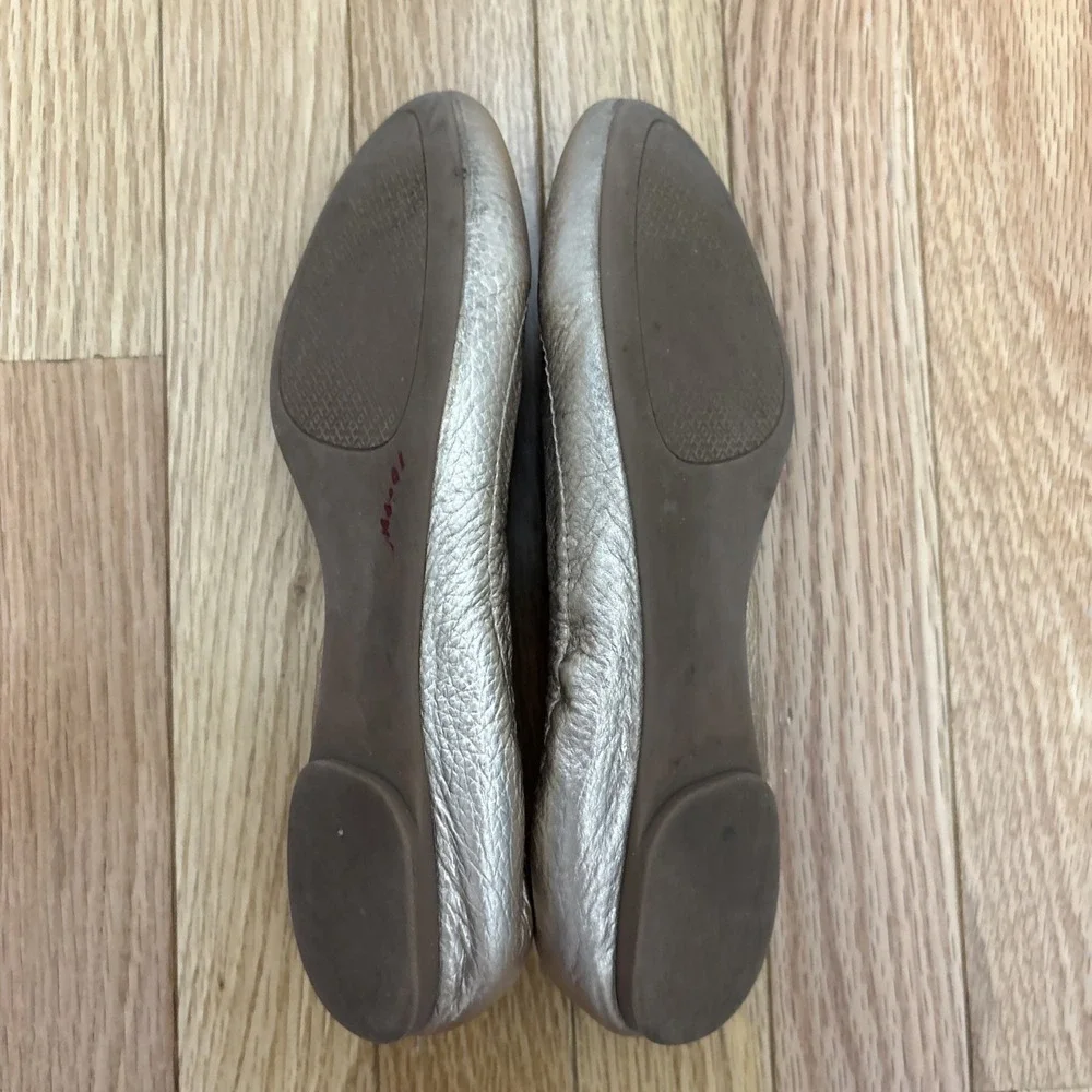 ⭐Tory Burch Minnie Travel Ballet Logo Flat‎ Gold Size 7.5